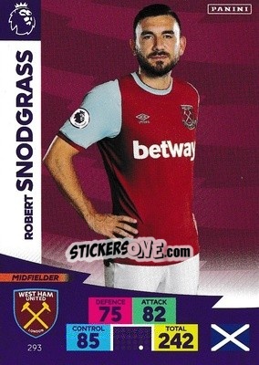 Sticker Robert Snodgrass - English Premier League 2020-2021. Adrenalyn XL n. 293 - Panini