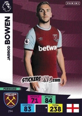 Sticker Jarrod Bowen - English Premier League 2020-2021. Adrenalyn XL - Panini
