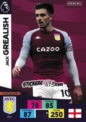 Cromo Jack Grealish - English Premier League 2020-2021. Adrenalyn XL - Panini