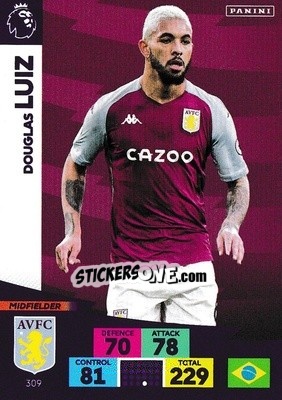 Sticker Douglas Luiz - English Premier League 2020-2021. Adrenalyn XL n. 309 - Panini