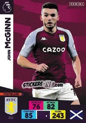 Sticker John McGinn - English Premier League 2020-2021. Adrenalyn XL n. 310 - Panini