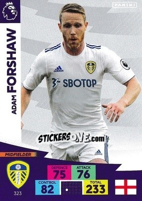Sticker Adam Forshaw - English Premier League 2020-2021. Adrenalyn XL n. 323 - Panini