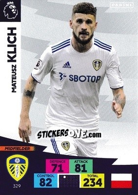 Sticker Mateusz Klich - English Premier League 2020-2021. Adrenalyn XL n. 329 - Panini