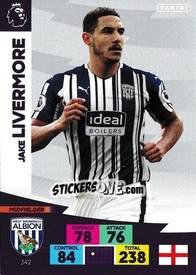 Sticker Jake Livermore - English Premier League 2020-2021. Adrenalyn XL n. 342 - Panini