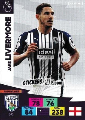 Figurina Jake Livermore - English Premier League 2020-2021. Adrenalyn XL - Panini