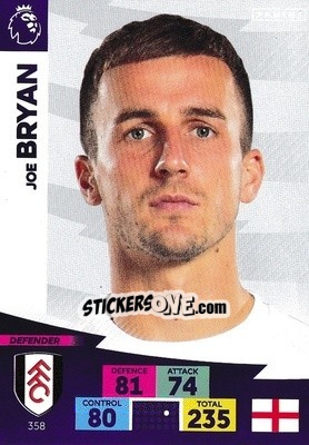 Sticker Joe Bryan - English Premier League 2020-2021. Adrenalyn XL n. 358 - Panini