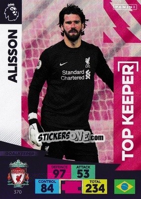 Sticker Alisson Becker - English Premier League 2020-2021. Adrenalyn XL n. 370 - Panini