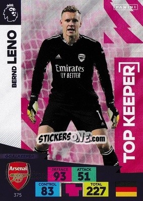 Sticker Bernd Leno - English Premier League 2020-2021. Adrenalyn XL n. 375 - Panini