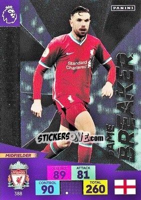 Figurina Jordan Henderson - English Premier League 2020-2021. Adrenalyn XL - Panini