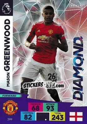 Sticker Mason Greenwood - English Premier League 2020-2021. Adrenalyn XL n. 399 - Panini