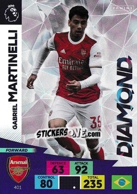 Figurina Gabriel Martinelli - English Premier League 2020-2021. Adrenalyn XL - Panini