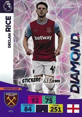 Sticker Declan Rice - English Premier League 2020-2021. Adrenalyn XL n. 405 - Panini