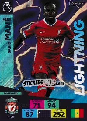 Sticker Sadio Mane - English Premier League 2020-2021. Adrenalyn XL n. 406 - Panini