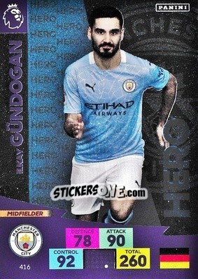 Sticker Ilkay Gundogan - English Premier League 2020-2021. Adrenalyn XL n. 416 - Panini