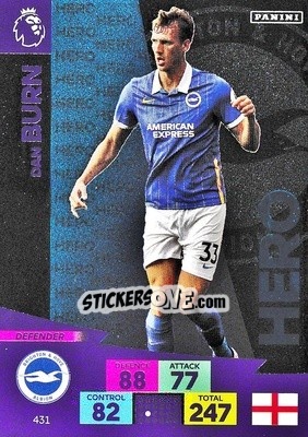 Sticker Dan Burn - English Premier League 2020-2021. Adrenalyn XL n. 431 - Panini