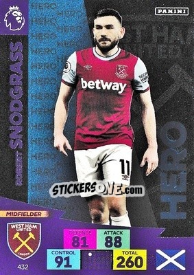 Sticker Robert Snodgrass - English Premier League 2020-2021. Adrenalyn XL n. 432 - Panini
