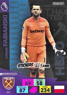 Sticker Lukasz Fabianski - English Premier League 2020-2021. Adrenalyn XL n. 433 - Panini