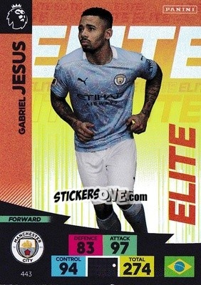 Sticker Gabriel Jesús - English Premier League 2020-2021. Adrenalyn XL n. 443 - Panini