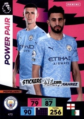 Figurina Phil Foden / Riyad Mahrez - English Premier League 2020-2021. Adrenalyn XL - Panini