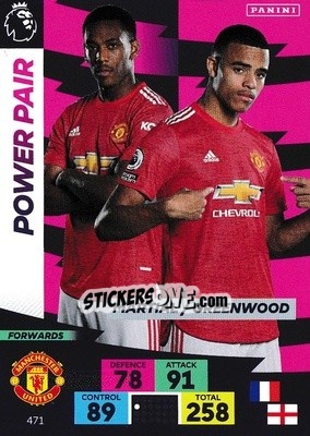 Sticker Anthony Martial / Mason Greenwood - English Premier League 2020-2021. Adrenalyn XL n. 471 - Panini