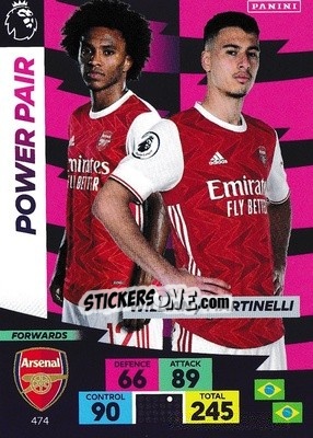 Sticker Willian / Gabriel Martinelli - English Premier League 2020-2021. Adrenalyn XL n. 474 - Panini