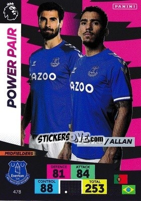 Sticker André Gomes / Allan - English Premier League 2020-2021. Adrenalyn XL n. 478 - Panini