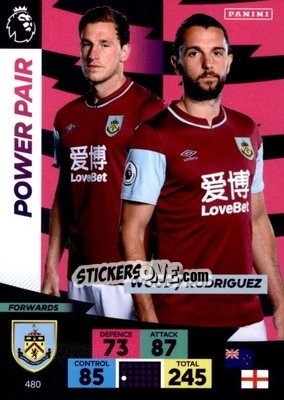 Sticker Chris Wood / Jay Rodríguez - English Premier League 2020-2021. Adrenalyn XL n. 480 - Panini