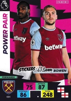 Sticker Michail Antonio / Jarrod Bowen - English Premier League 2020-2021. Adrenalyn XL n. 484 - Panini