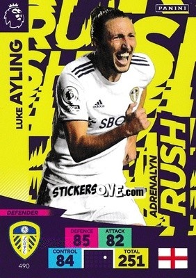 Sticker Luke Ayling - English Premier League 2020-2021. Adrenalyn XL n. 490 - Panini