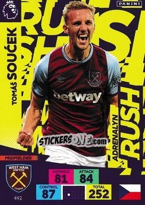 Sticker Tomas Soucek - English Premier League 2020-2021. Adrenalyn XL n. 492 - Panini