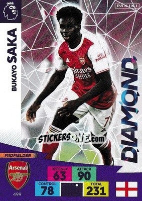 Sticker Bukayo Saka - English Premier League 2020-2021. Adrenalyn XL n. 499 - Panini