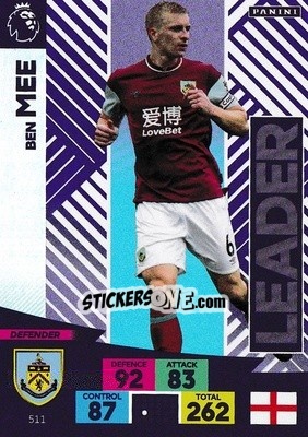 Sticker Ben Mee - English Premier League 2020-2021. Adrenalyn XL n. 511 - Panini
