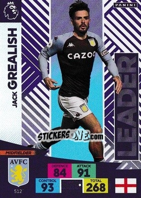 Sticker Jack Grealish - English Premier League 2020-2021. Adrenalyn XL n. 512 - Panini