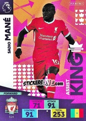 Sticker Sadio Mané - English Premier League 2020-2021. Adrenalyn XL n. 514 - Panini