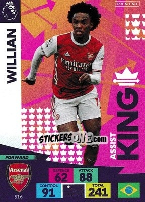 Sticker Willian - English Premier League 2020-2021. Adrenalyn XL n. 516 - Panini