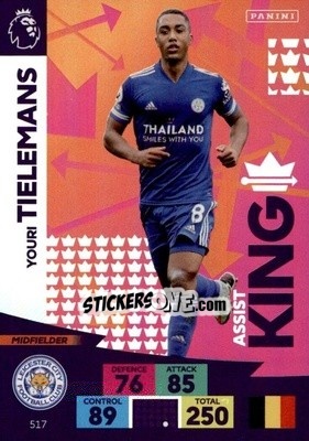 Sticker Youri Tielemans - English Premier League 2020-2021. Adrenalyn XL n. 517 - Panini