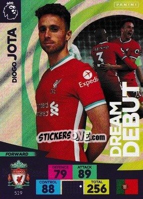 Sticker Diogo Jota - English Premier League 2020-2021. Adrenalyn XL n. 519 - Panini