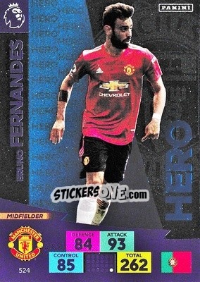 Sticker Bruno Fernandes - English Premier League 2020-2021. Adrenalyn XL n. 524 - Panini