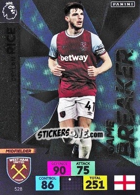 Sticker Declan Rice - English Premier League 2020-2021. Adrenalyn XL n. 528 - Panini