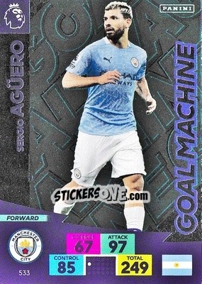 Sticker Sergio Agüero - English Premier League 2020-2021. Adrenalyn XL n. 533 - Panini