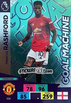 Sticker Marcus Rashford - English Premier League 2020-2021. Adrenalyn XL - Panini