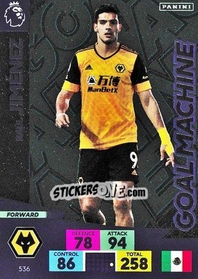 Sticker Raúl Jiménez - English Premier League 2020-2021. Adrenalyn XL n. 536 - Panini