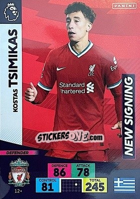 Sticker Kostas Tsimikas - English Premier League 2020-2021. Adrenalyn XL n. PL-12 - Panini