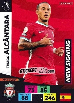 Sticker Thiago Alcântara - English Premier League 2020-2021. Adrenalyn XL n. PL-17 - Panini