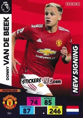 Sticker Donny van de Beek - English Premier League 2020-2021. Adrenalyn XL n. PL-58 - Panini