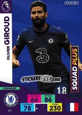 Sticker Olivier Giroud - English Premier League 2020-2021. Adrenalyn XL n. PL-80 - Panini