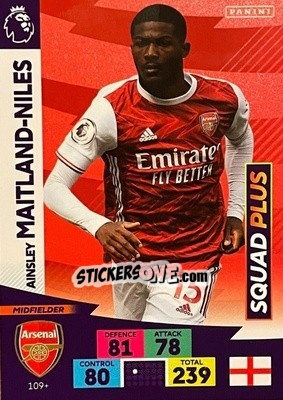 Sticker Ainsley Maitland-Niles - English Premier League 2020-2021. Adrenalyn XL n. PL-109 - Panini