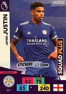 Sticker James Justin - English Premier League 2020-2021. Adrenalyn XL n. PL-122 - Panini
