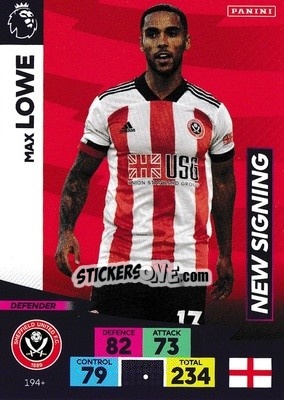 Sticker Max Lowe - English Premier League 2020-2021. Adrenalyn XL - Panini