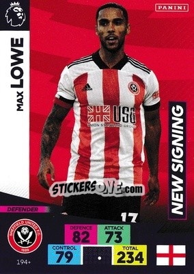 Figurina Max Lowe - English Premier League 2020-2021. Adrenalyn XL n. PL-194 - Panini